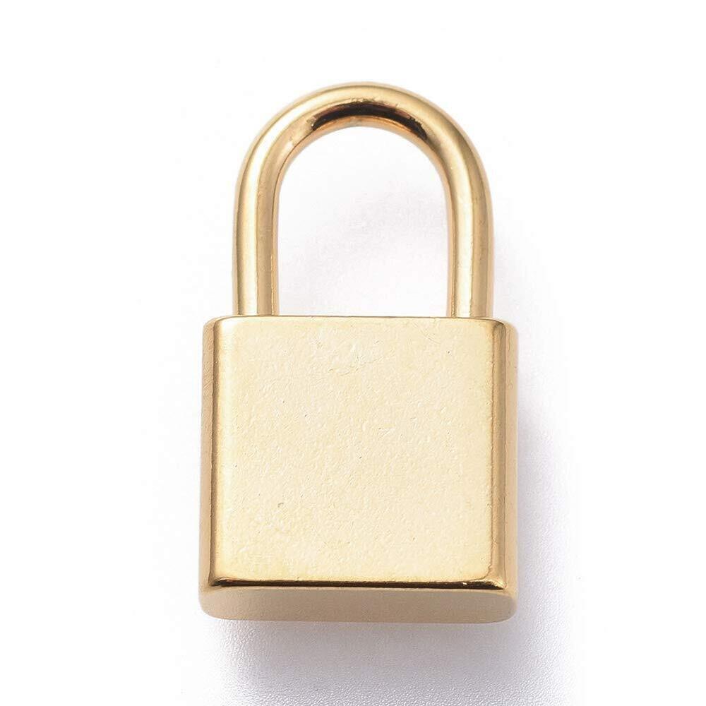8096 10 pcs Golden Color Padlock Theme 304 Stainless Steel Charms Lock Real